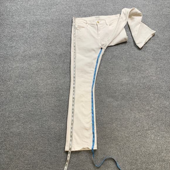Frame Jeans Womens 29 White Denim Le High Flare Mid Rise 5 Pocket Stretch *READ - Picture 5 of 11